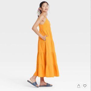 NWT! Women's Sleeveless Button-Front Tiered Dress